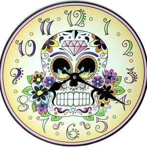 Handcrafted Day of the Dead Wall Clock – Vibrant Sugar Skull Design
