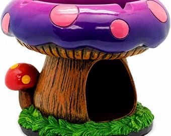 Mushroom Ashtray with Storage, Cottagecore Stash Box, Whimsical Goblincore Desk Decor, Smoker Gift, Indoor Outdoor Ash Tray 5.5x4.5