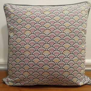 Cotton piped cushion cover, fan patterns 40x40 cm