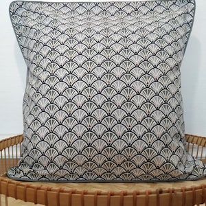 Cotton piped cushion cover, fan patterns 40x40 cm