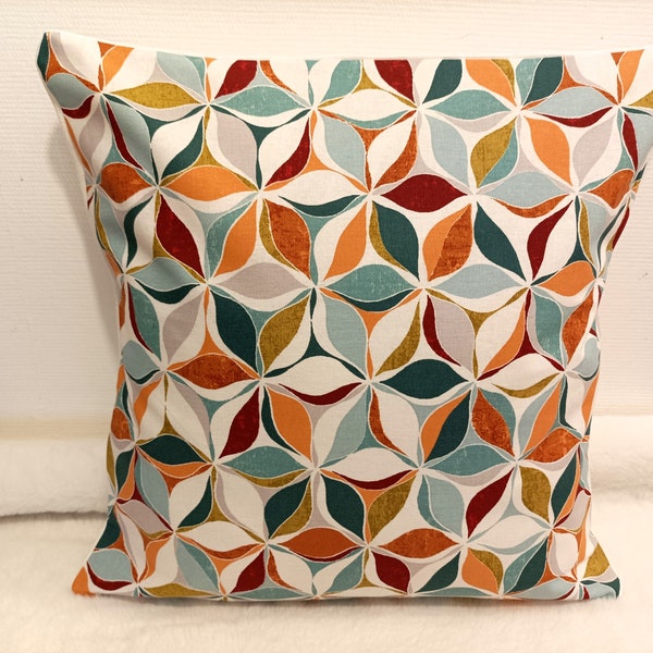 Housse de coussin bi-matière coton/Lin 40x40 cm