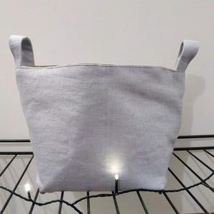 Pocket tray / 100% linen storage basket