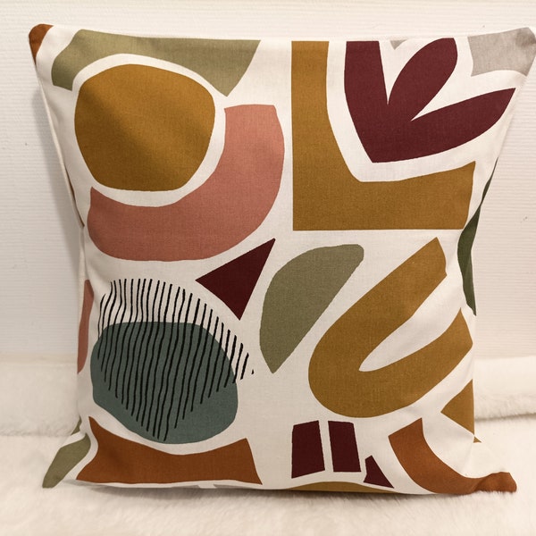 Housse de coussin bi-matière coton/Lin 40x40 cm