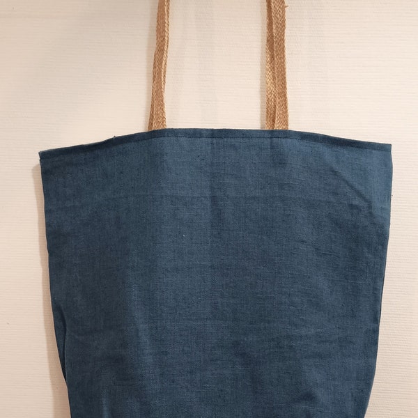 Sac cabas en lin lavé, doublé coton,  XL