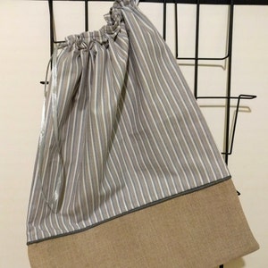 Laundry bag, toy bag, lined linen/cotton pouch