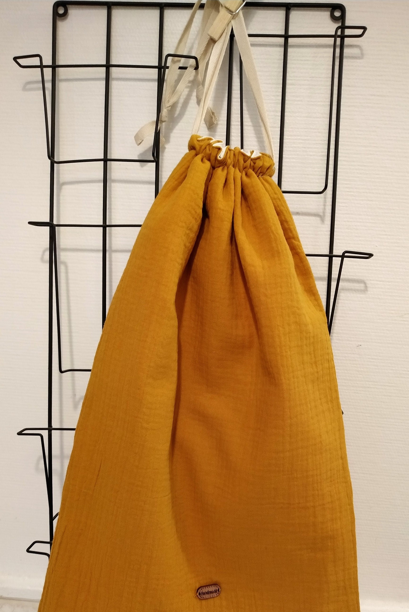 Sac à Linge, Sac Jouets, Pochon Gaze de Coton, Doublé Grande Taille