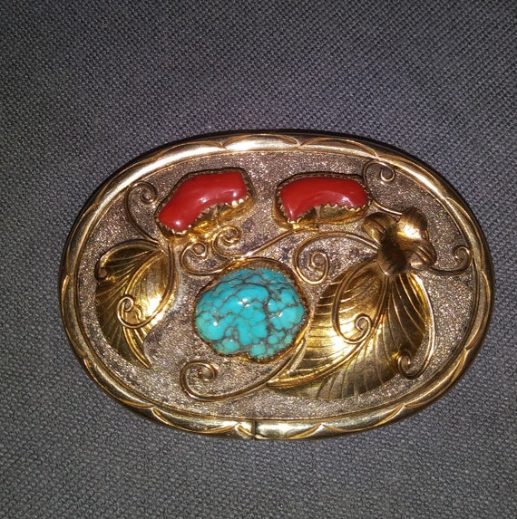 Sterling,  Gf and turquoise Native American belt and Aztec with turquoise 1930 main image 4