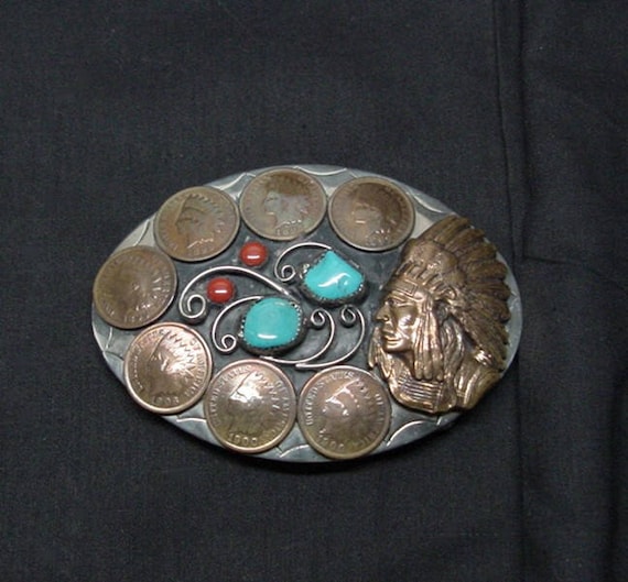 Vintage Squaw Wrap Native American Indian Chief Belt Buckle Etsy Canada