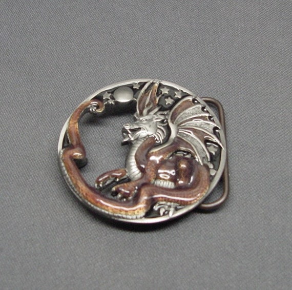 Vintage Pewter Siskiyou Dragon Belt Buckle - image 1