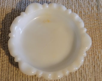 Milk Glass Ashtray Thumbprint Design