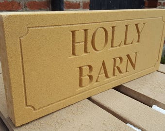 Deeply engraved Bathstone stone house sign 500 x 200mm x 50mm