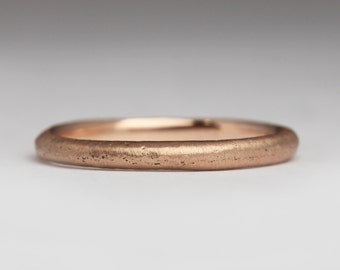Solid Rose Gold Thin Ring, Unique Stacking Ring, Minimal 9k Gold, Skinny Delicate 2mm Ring Natural Texture Ring, Pink Dainty Gold Small Ring