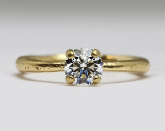 Half Carat Engagement Ring, Conflict Free 5mm Diamond Recycled 18ct Yellow Gold, Solitaire Ring, Natural Diamond