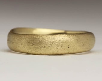 Subtle 18ct Gold Sandcast Ring, Twist on a Classic, 5mm Alternative Wedding Band, Unusual Jewellery with a Difference, Ethical Recycled Gold