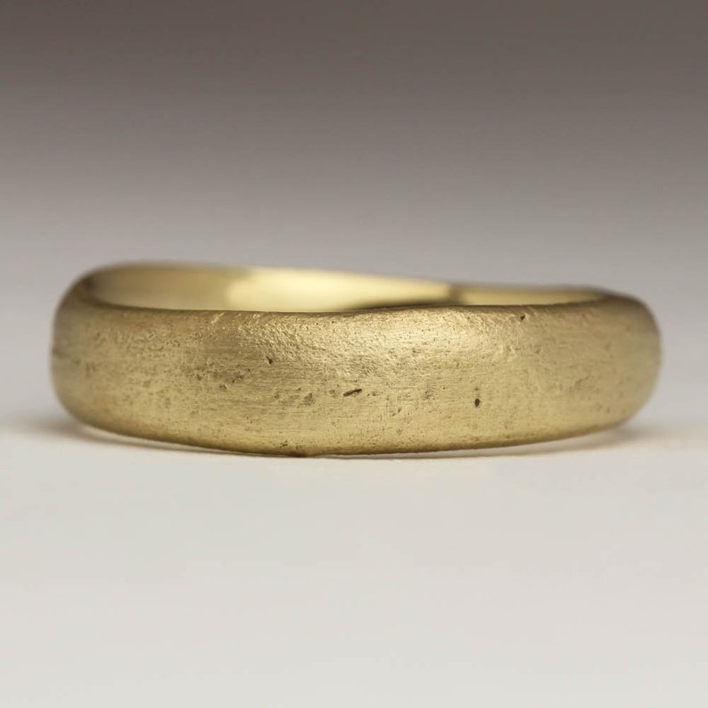 Subtle 18ct Gold Sandcast Ring, Twist on a Classic, 5mm Alternative Wedding Band, Unusual Jewellery with a Difference, Ethical Recycled Gold image 1