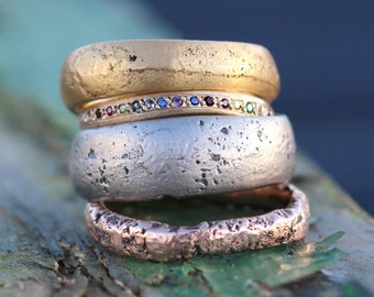 Use Your Own Gold Ring, Upcycle Jewellery, Unique Personalised Ring Cast in Beach Sand, Recycled Gold, Unusual Rustic Ring, Bespoke Jewelry