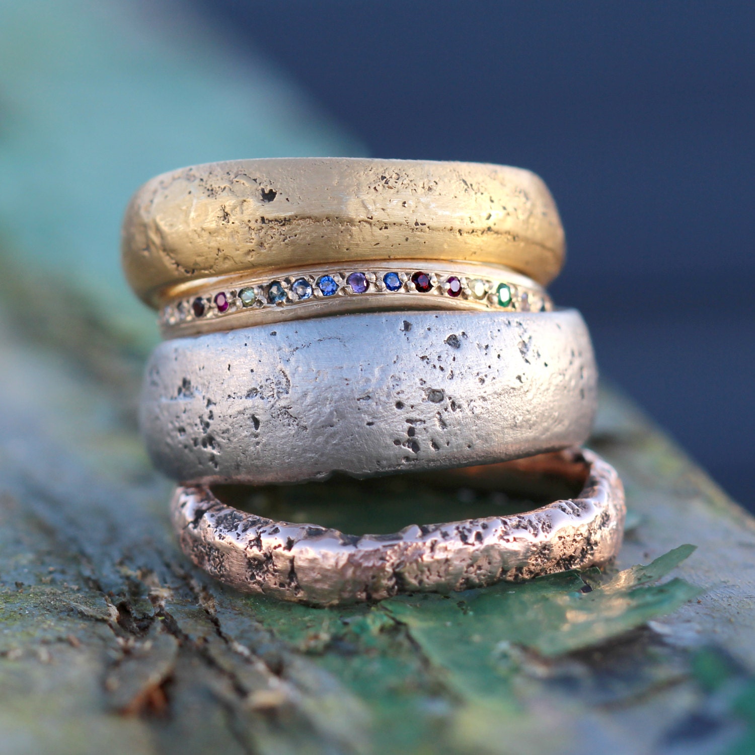 Use Your Own Gold Ring Upcycle Jewellery Unique Personalised Ring Cast in Beach Sand Recycled Gold Unusual Rustic Ring Bespoke Jewelry