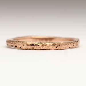 Solid Rose Gold Stacker Ring, Dainty Thin Stacking Ring, Organic Natural Ring, Flat Stack Ring, Handmade 9ct Rose Gold Ring, Ring for Her