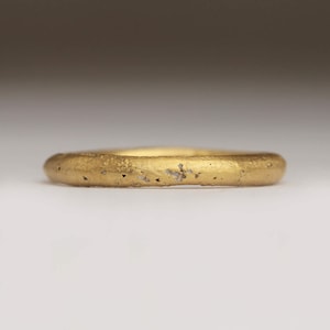 Rustic 22k Recycled Gold Ring, Cast in Beach Sand, Unique Bespoke Wedding Ring, 2mm Solid Yellow Gold Band, 22ct Natural Thin Wedding Band