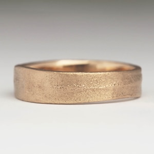 6mm Flat Wavy 18ct Red Gold Ring, Unique Personalised Sandcast Organic Texture Uneven Band Recycled Gold, Cast in Sand Personalized Ring