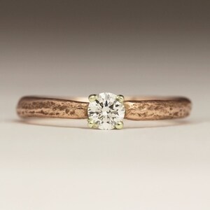 Rose Gold Engagement Ring, 9ct Rose Gold Diamond Ring, Conflict Free Diamond, Rustic Unique Engagement Ring