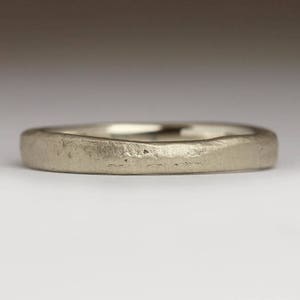 Sandcast 3mm 9ct White Gold Ring, Rustic Wedding Ring, Organic Wedding Band, Unusual Texture, Flat Matte Ring, His and Hers 9k Gold Ring