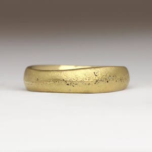 Solid 18K Gold Ring, Sandcast 18ct Gold Band, 6mm Rustic Ring, Curvy Unusual Jewellery Bespoke Customizable Ring, His or Hers Luxury Ring image 2