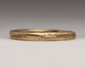 Thin Sandcast Gold Ring - 2mm wide - Cast in Beach Sand - Choose Your Beach Sand - Personalise Your Wedding Band - Recycled 9ct Yellow Gold