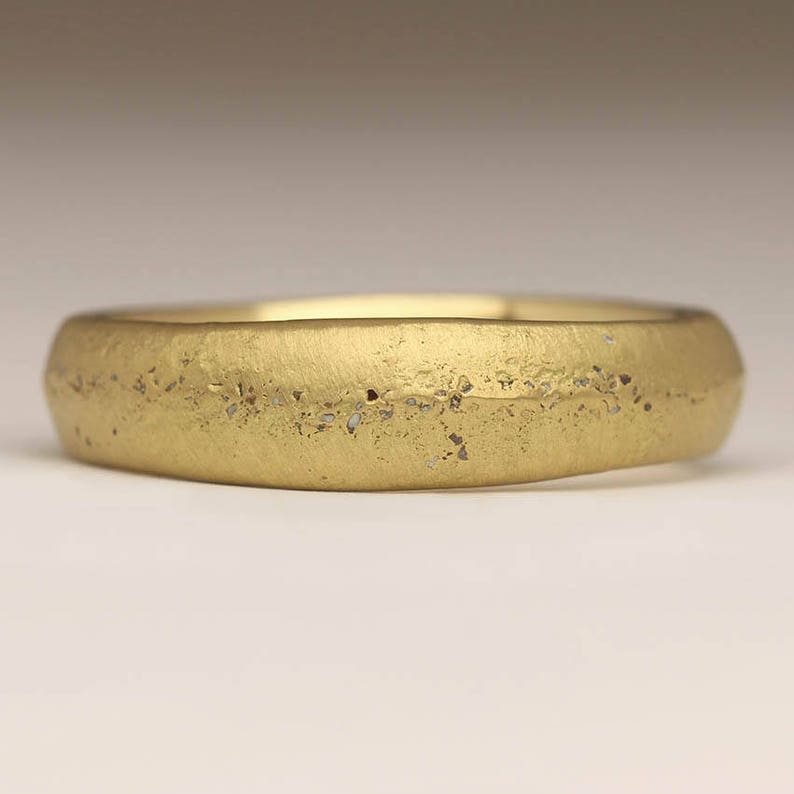 Solid 18K Gold Ring, Sandcast 18ct Gold Band, 6mm Rustic Ring, Curvy Unusual Jewellery Bespoke Customizable Ring, His or Hers Luxury Ring image 1