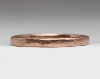 Dainty 9ct Rose Gold Sandcast Ring -  2mm Flat Stacker Personalise with Own Beach Sand - Unique Inspirational Jewellery with a Difference