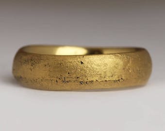 22ct Gold Wedding Ring, Solid Gold Ring, Organic Sandcast Ring, Unique 22k Jewelry, Textured Gold Ring, 6mm Mens Ring, Rustic Gold Jewelry