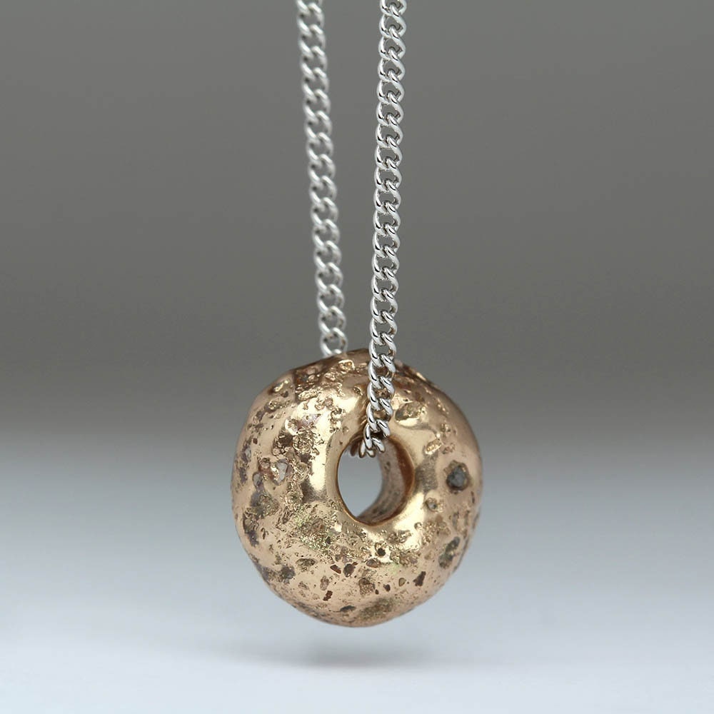 18Ct Rose Gold Pendant, Contrasting White Chain, Unique Personalised, Cast in Beach Sand Of Your Choice, Subtle Elegant Bead Charm