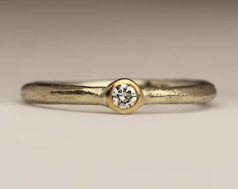 Dainty Engagement Ring, 9ct White Gold Stacking Ring, 3mm Australian Diamond