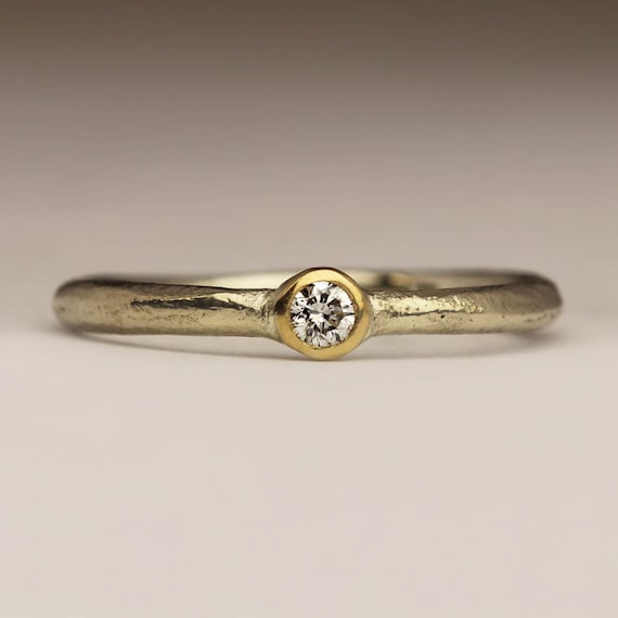 Dainty Engagement Ring, 9ct White Gold Stacking Ring, 3mm Australian Diamond
