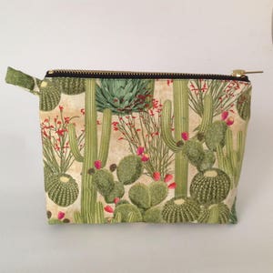 Cactus Fabric Makeup, cosmetics Bag, pouch , Southwestern Desert Americana Purse, mothers day gift