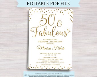 50 and fabulous invitations etsy