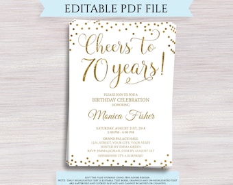 70th birthday invite etsy bday invite