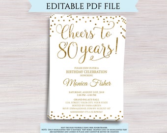 80th bday invitation etsy