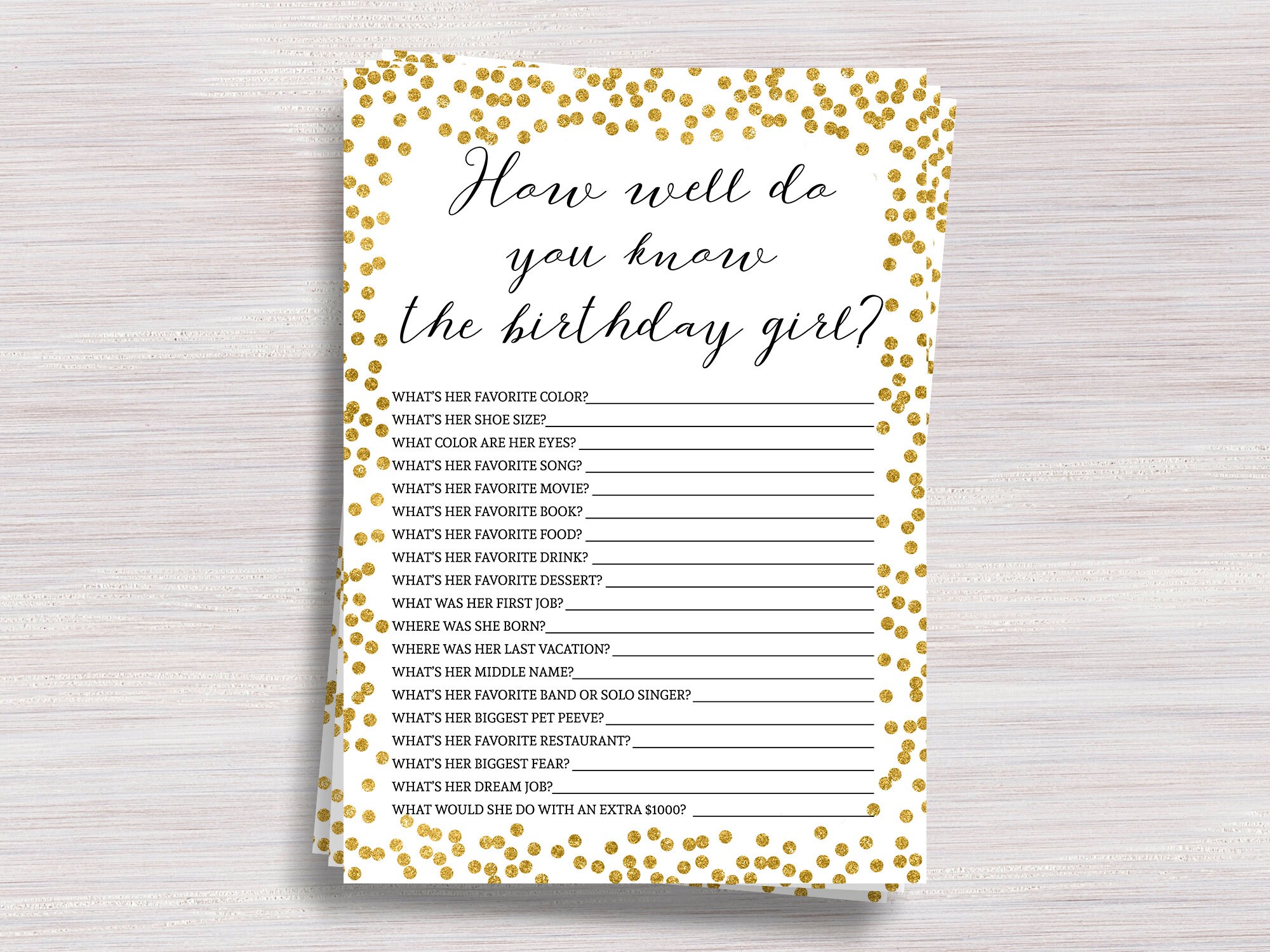 How Well Do You Know The Birthday Girl Girl Birthday Party Etsy