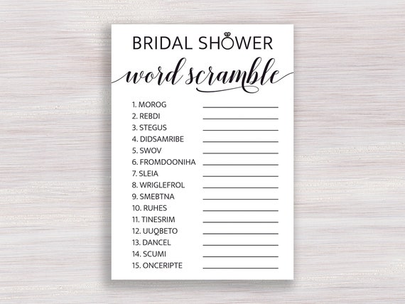 bridal shower word scramble