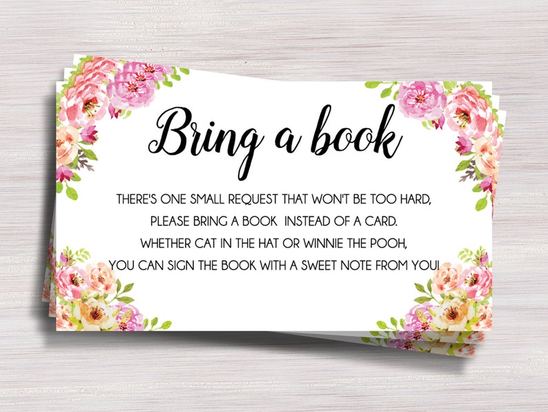 Bring A Book Instead Of A Card Floral Bring A Book Card Etsy Bring A Book Instead Of A Card Floral Bring A Book Card Etsy