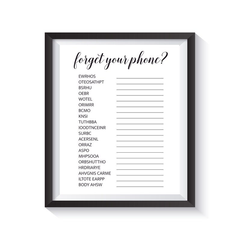 Your Phone Bathroom Word Scramble Bathroom Word Etsy