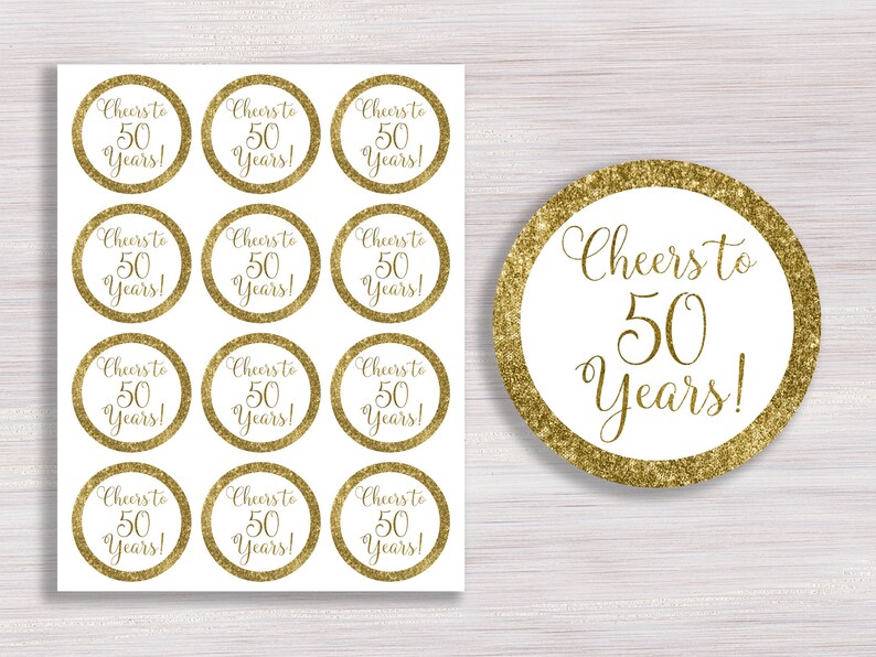 Cheers to 50 Years Cupcake Toppers 50th Birthday Favor Tags Etsy