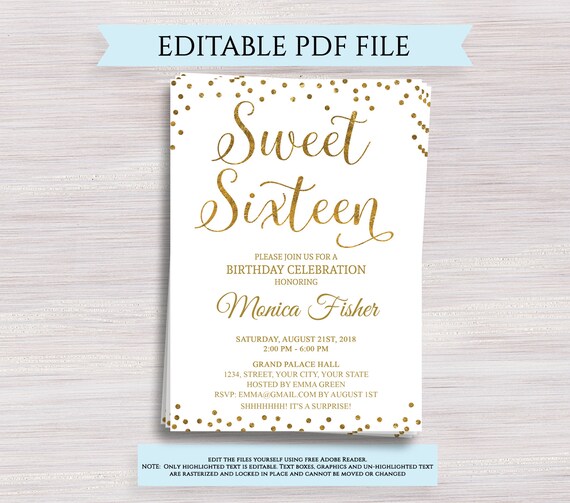 Sweet 16 Birthday Invitations Free Printable Sweet Sixteen