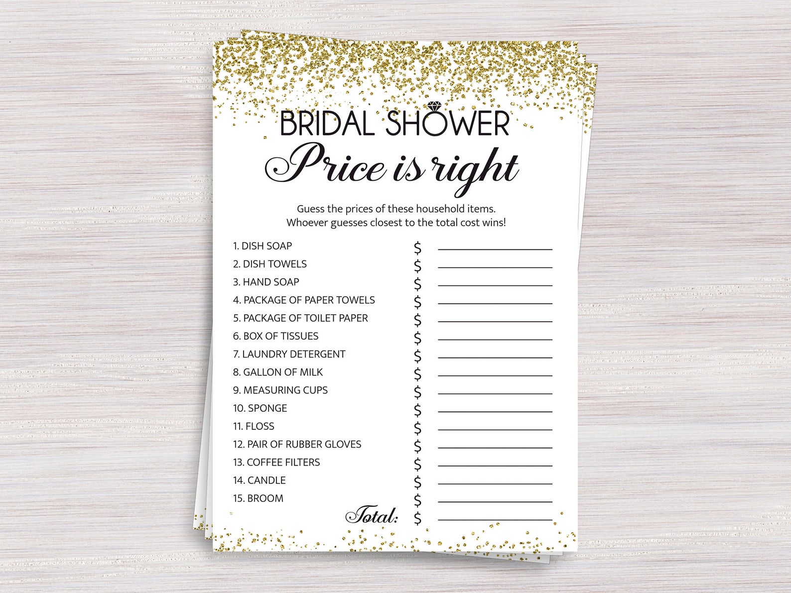 The price is right Game Funny Bridal Shower games Gold Etsy