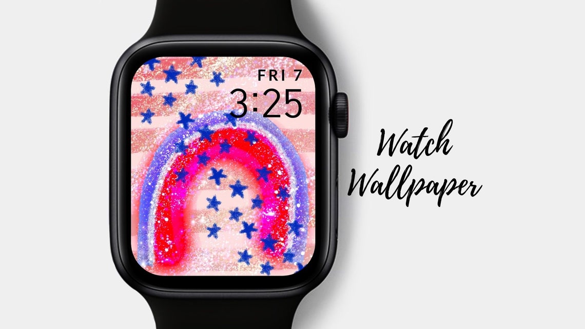 Pink apple watch wallpaper template mockup screen face America | Etsy