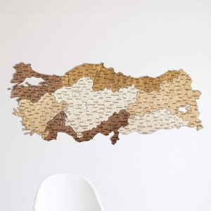 Türkei Landkarte - gravierte Städte, Straßen, Grenzen - große multicolor 3D Wanddekoration für Zimmer, Flur, Büro