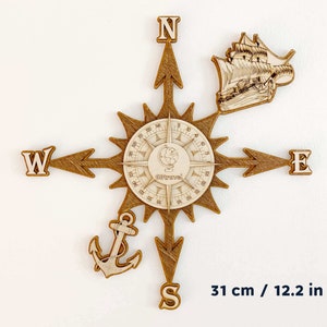 3D Wooden Compass - handmade wooden decoration