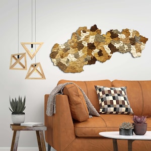 2D Holzkarte der Slowakei – Wanddekoration für Wohnzimmer, Arbeitszimmer, Flur, Büro
