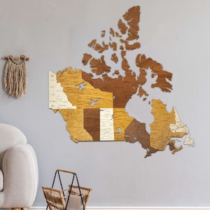 Holz karte von Kanada – viele Inseln, tolles Geschenk, Wand Kunst Dekoration für Flur, Wohnzimmer, Arbeitszimmer, Büro, Landhaus Kanada Geografie